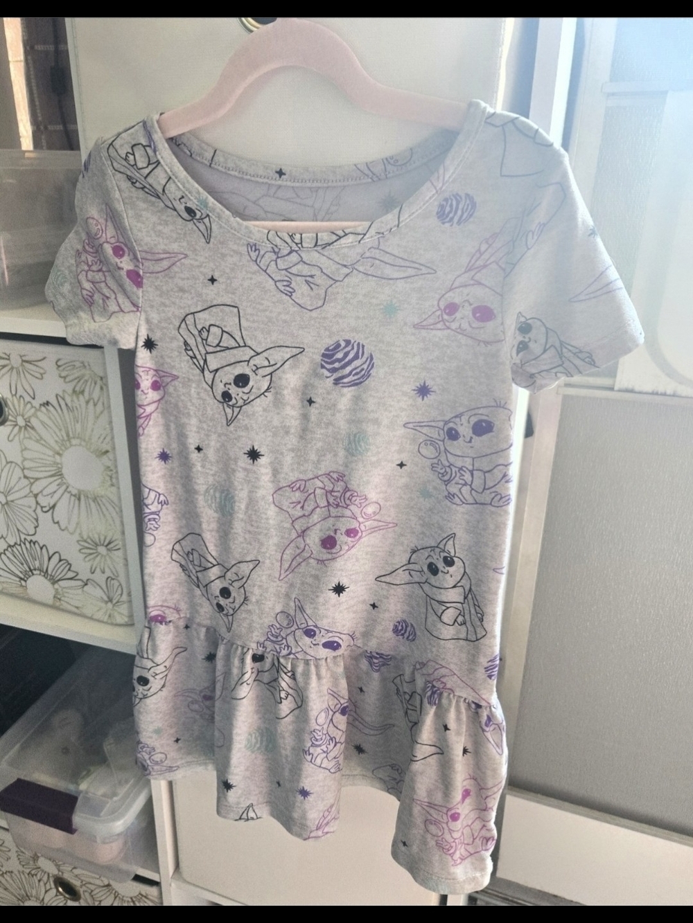 Star Wars Gray/Purple Grogu Graphic Girls Dress-XS (4/5)